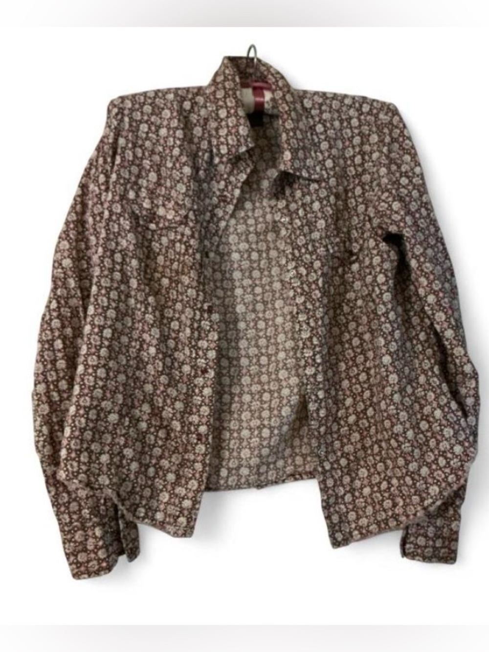 LifeStyle Vintage Cropped Floral Western Snap Button Down Shirt Medium